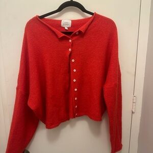 Red Button-Up Cardigan
